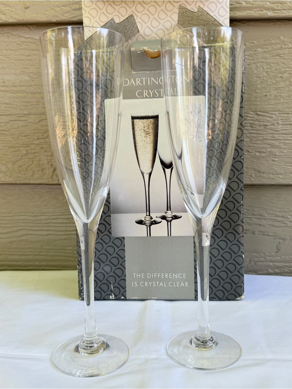 Vintage Dartington Crystal Rachel Suite 2 Champagne Flutes Glasses D 496/4